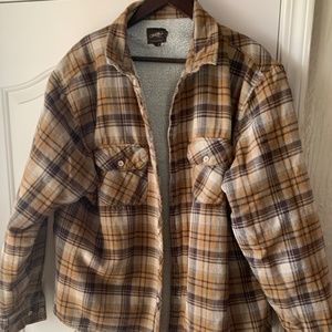 O'Neill Brown Plaid Sherpa Lined Flannel Shirt Coat - Size XL